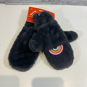 RIPZONE Soft Fuzzy Grey Rainbow Mittens one size